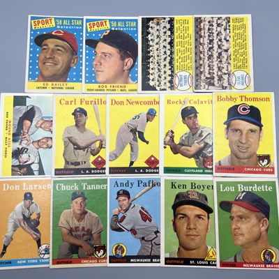 (14) 1958 Topps Baseball Star Player & Team Cards - Varying Conditions