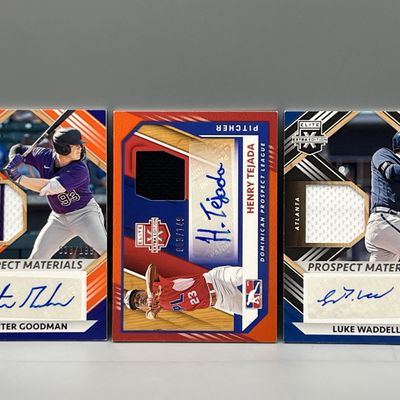 (3) Assorted Baseball Pack Pulled RC Patch Autos - Henry Tejada, Luka Waddell, Hunter Goodman