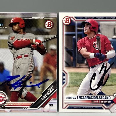 2019 Bowman Paper Rece Hinds 1st Bowman RC In Person Auto & 2021 Bowman Paper 1st Bowman Christian Encarnacion-Strand 1st Bowman RC...