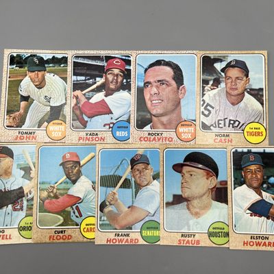 (9) 1968 Topps Baseball Star Player Cards - Varying Conditions