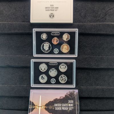Sale Photo Thumbnail #241: 2020-S U.S. Mint Silver Proof Set with ATB Quarters and Sacagawea Dollar in OGP w/ COA - Includes (7) 99.9% Silver Coins