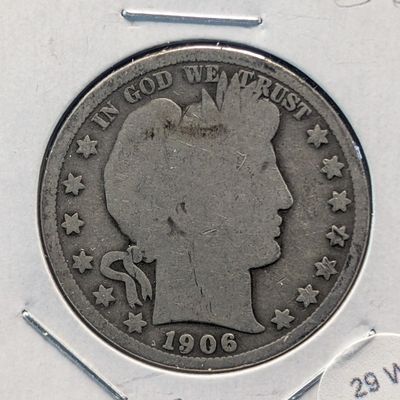Sale Photo Thumbnail #58: 1906-O Barber 90% Silver Half Dollar.