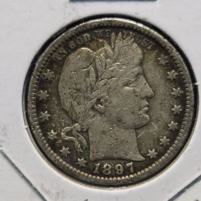 Sale Photo Thumbnail #350: 1897 Barber 90% Silver Quarter