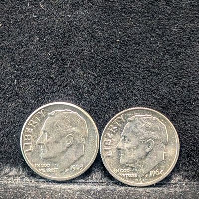 Sale Photo Thumbnail #129: 1963 & 1964 Roosevelt Dimes, 90% Silver