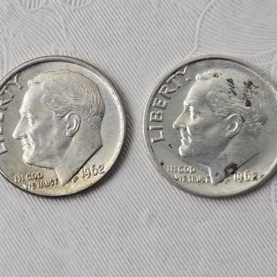 Sale Photo Thumbnail #291: 1962-P&D Roosevelt Dimes, 90% Silver