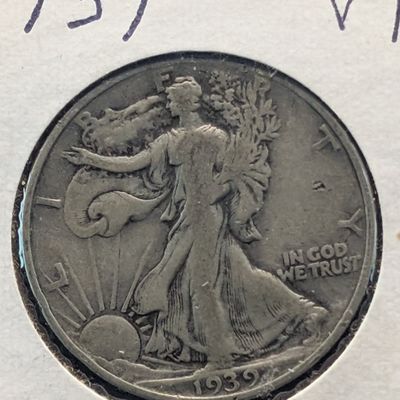 Sale Photo Thumbnail #385: 1939 Walking Liberty 90% Silver Half Dollar
