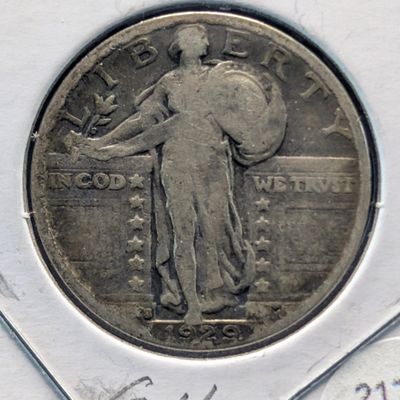 Sale Photo Thumbnail #417: 1929-S Standing Liberty 90% Silver Quarter - T-2b