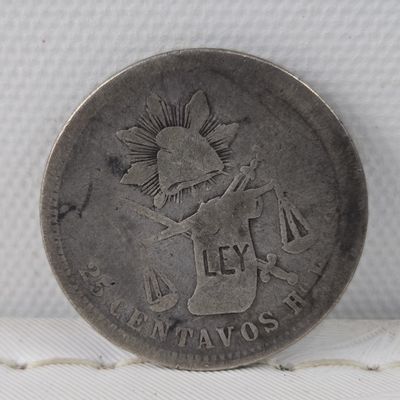 Sale Photo Thumbnail #371: 1876 Mexico 25 Centavos, .903 Silver, 6.77g
