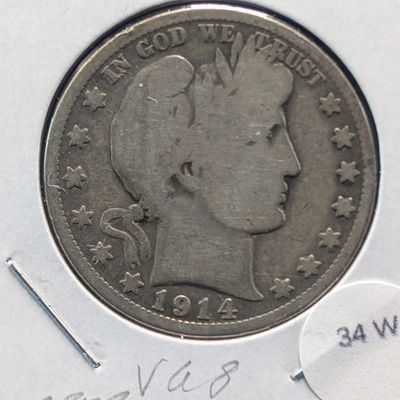Sale Photo Thumbnail #68: 1914-S Barber 90% Silver Half Dollar