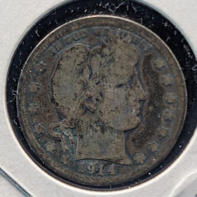 Sale Photo Thumbnail #30: 1914 Barber 90% Silver Quarter