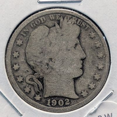 Sale Photo Thumbnail #4: 1902 Barber 90% Silver Half Dollar.