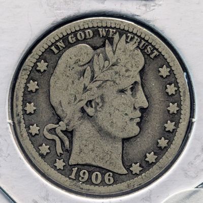 Sale Photo Thumbnail #370: 1906-D Barber 90% Silver Quarter