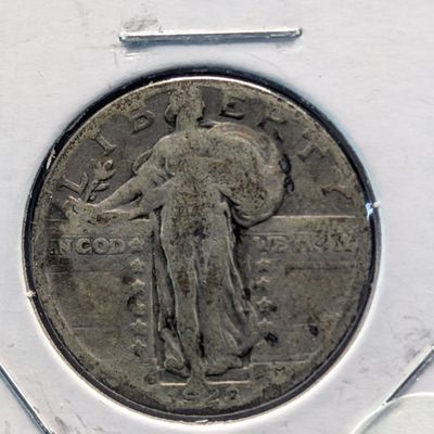 Sale Photo Thumbnail #414: 1928-D Standing Liberty 90% Silver Quarter - T-2b