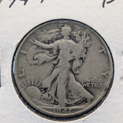 Sale Photo Thumbnail #265: 1947 Walking Liberty 90% Silver Half Dollar