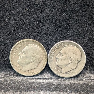 Sale Photo Thumbnail #89: (2) 1949-S Roosevelt Dimes, 90% Silver