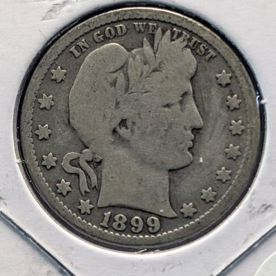 Sale Photo Thumbnail #354: 1899-O Barber 90% Silver Quarter