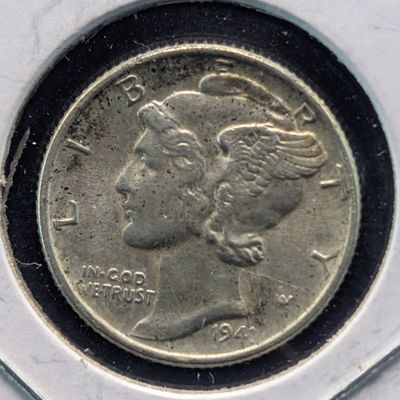 Sale Photo Thumbnail #304: 1941 Mercury 90% Silver Dime