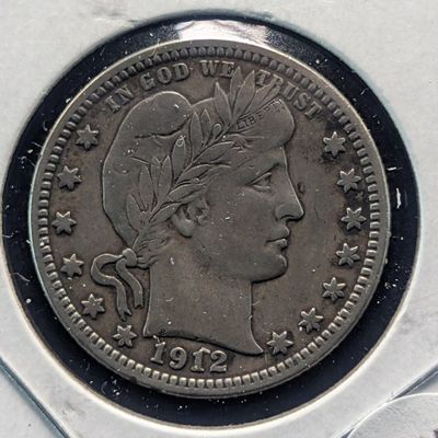 Sale Photo Thumbnail #104: 1912 Barber 90% Silver Quarter