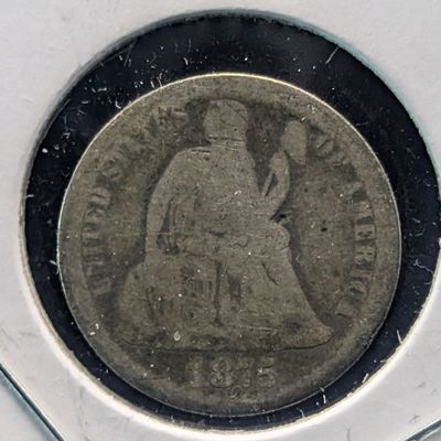 Sale Photo Thumbnail #186: 1875-CC Seated Liberty 90% Silver Dime
