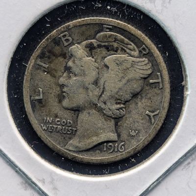 Sale Photo Thumbnail #266: 1916-S Mercury 90% Silver Dime