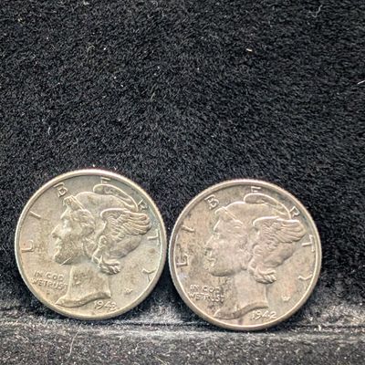 Sale Photo Thumbnail #133: 1942 & 1943 Mercury 90% Silver Dimes
