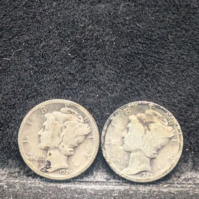 Sale Photo Thumbnail #49: 1925 & 1927 Mercury 90% Silver Dimes