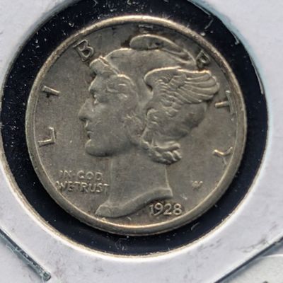 Sale Photo Thumbnail #282: 1928-S Mercury 90% Silver Dime