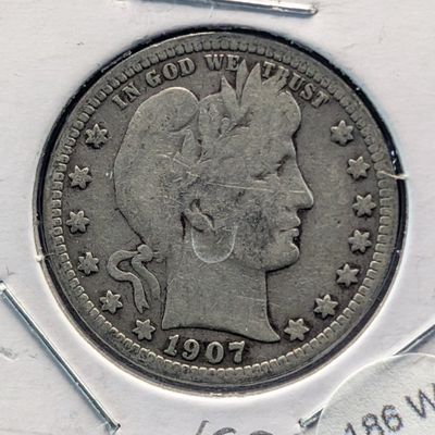 Sale Photo Thumbnail #372: 1907-S Barber 90% Silver Quarter