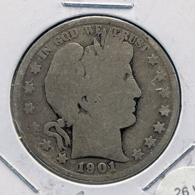 Sale Photo Thumbnail #52: 1901-S Barber 90% Silver Half Dollar