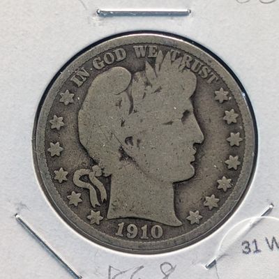 Sale Photo Thumbnail #62: 1910-S Barber 90% Silver Half Dollar