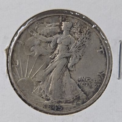 Sale Photo Thumbnail #293: 1945 Walking Liberty 90% Silver Half Dollar