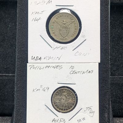 Sale Photo Thumbnail #116: 1907-S Philippines Ten Centavos 75% Silver 1.5g & 1925-M Five Centavos Copper Nickel