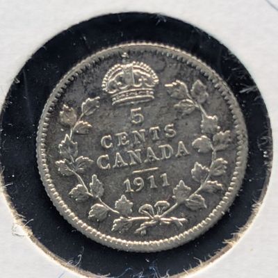 Sale Photo Thumbnail #217: 1911 Canada 5 Cents, .925 Silver, 1.167g