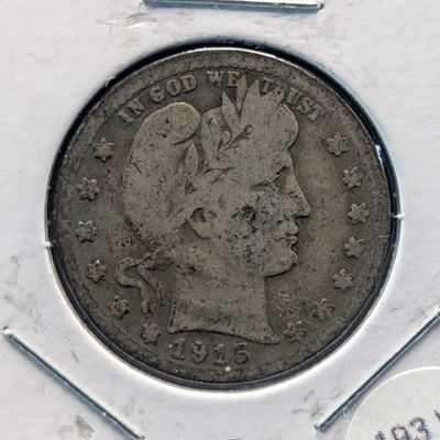Sale Photo Thumbnail #386: 1915-S Barber 90% Silver Quarter
