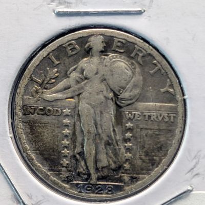 Sale Photo Thumbnail #415: 1928-S Standing Liberty 90% Silver Quarter - T-2b