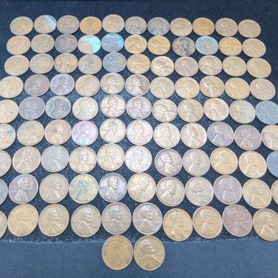 Sale Photo Thumbnail #121: (100) Assorted Lincoln Wheat Cents