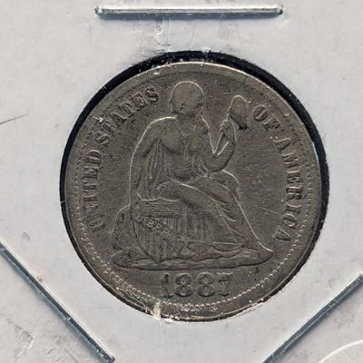 Sale Photo Thumbnail #90: 1887 Seated Liberty 90% Silver Dime