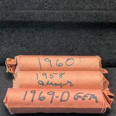 Sale Photo Thumbnail #117: 1958-1959, 1960-D and 1969-D Lincoln Wheat/Memorial Cent Rolls
