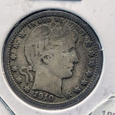 Sale Photo Thumbnail #376: 1910-S? Barber 90% Silver Quarter