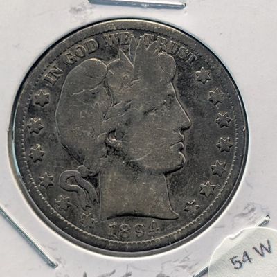 Sale Photo Thumbnail #108: 1894-S Barber 90% Silver Half Dollar