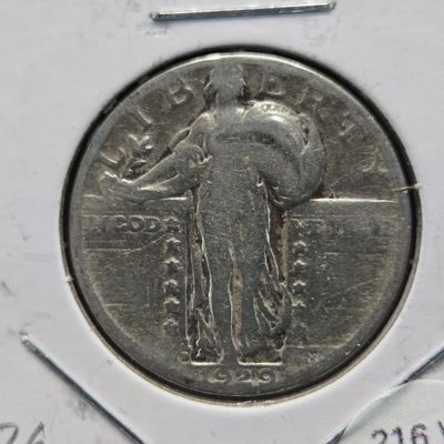 Sale Photo Thumbnail #416: 1929-D Standing Liberty 90% Silver Quarter- T-2b