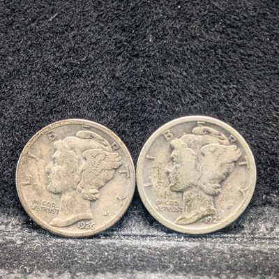 Sale Photo Thumbnail #255: 1925 & 1926 Mercury 90% Silver Dimes