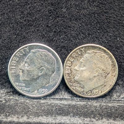 Sale Photo Thumbnail #251: 1958-D & 1959 Roosevelt Dimes, 90% Silver