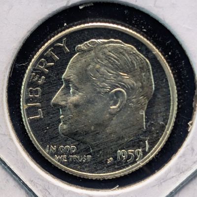 Sale Photo Thumbnail #342: 1959 Roosevelt 90% Silver Dime - Full Bands