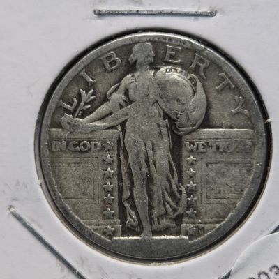 Sale Photo Thumbnail #403: No Date Standing Liberty 90% Silver Quarter - T-2a
