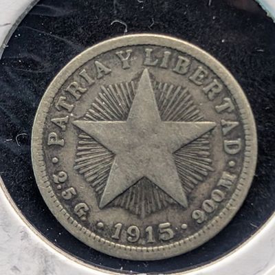 Sale Photo Thumbnail #132: 1915 Caribbean 10 Centavos, 90% Silver, 2.5g
