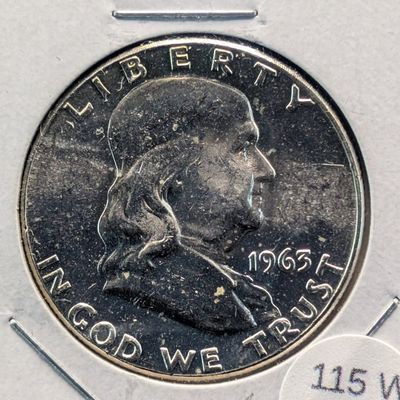 Sale Photo Thumbnail #230: 1963 Franklin 90% Silver Half Dollar