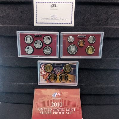 Sale Photo Thumbnail #315: 2010-S U.S. Mint Silver Proof Set with ATB Quarters, Presidential Dollars and Sacagawea Dollar in OGP w/ COA - Includes (7) 90% Silver Coins