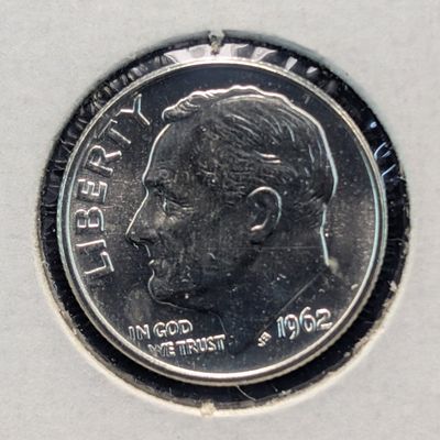 Sale Photo Thumbnail #418: 1962 Roosevelt 90% Silver Dime - MS