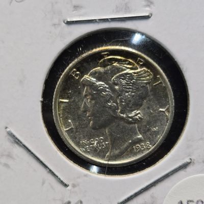 Sale Photo Thumbnail #316: 1938-D Mercury 90% Silver Dime